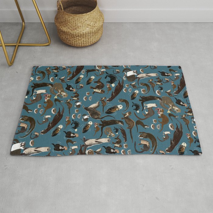 Otters of the World pattern in teal Rug