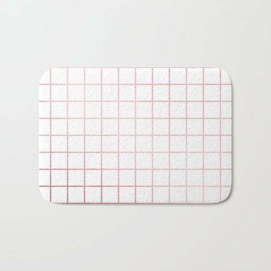 Simply Grid in Rose Gold Sunset Bath Mat
