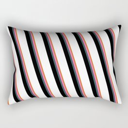 [ Thumbnail: Eye-catching Chocolate, Hot Pink, Dark Slate Gray, Black & White Colored Lined Pattern Rectangular Pillow ]