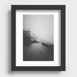 Foggy Walks On The Beach Recessed Framed Print