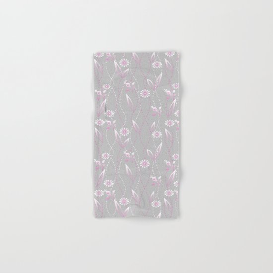 Gray lilac floral pattern . Hand & Bath Towel