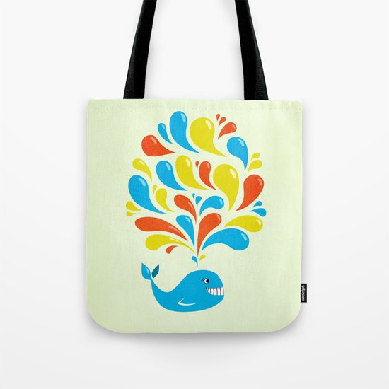 Colorful Swirls Happy Cartoon Whale Tote Bag