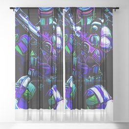 Cyberpunk Cyborg Sheer Curtain