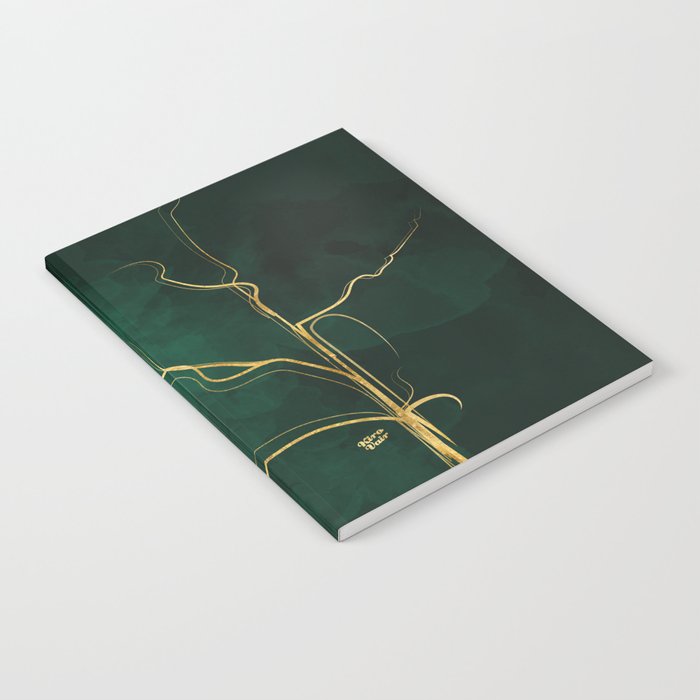 Kintsugi Emerald Green Gold Kintsugi Japan Marble Watercolor Abstract Notebook By Irikirova Society6