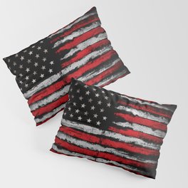Red & white Grunge American flag Pillow Sham | Army, Patriotic, Patriot, People, Unitedstates, American, Graphicdesign, Political, Stripes, Grunge 