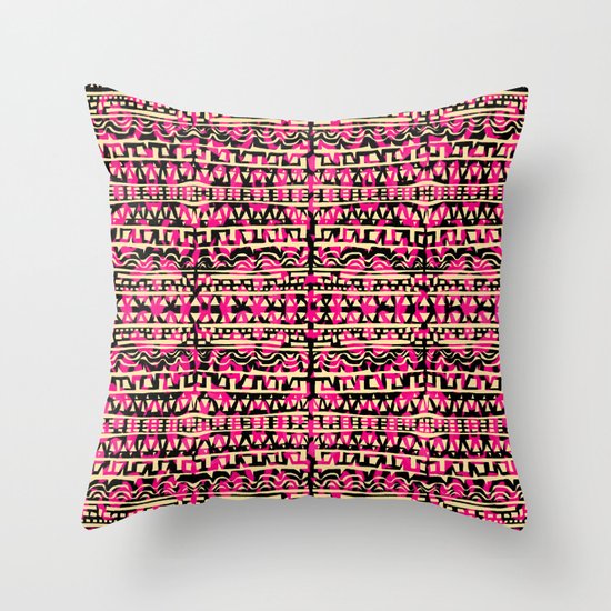 Tapestry Pattern Small Scale - Golden Pink Throw Pillow