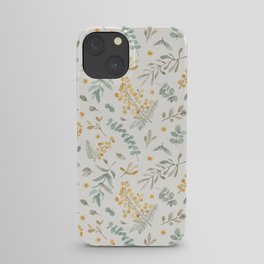 Australian wattle and eucalyptus watercolor floral iPhone Case