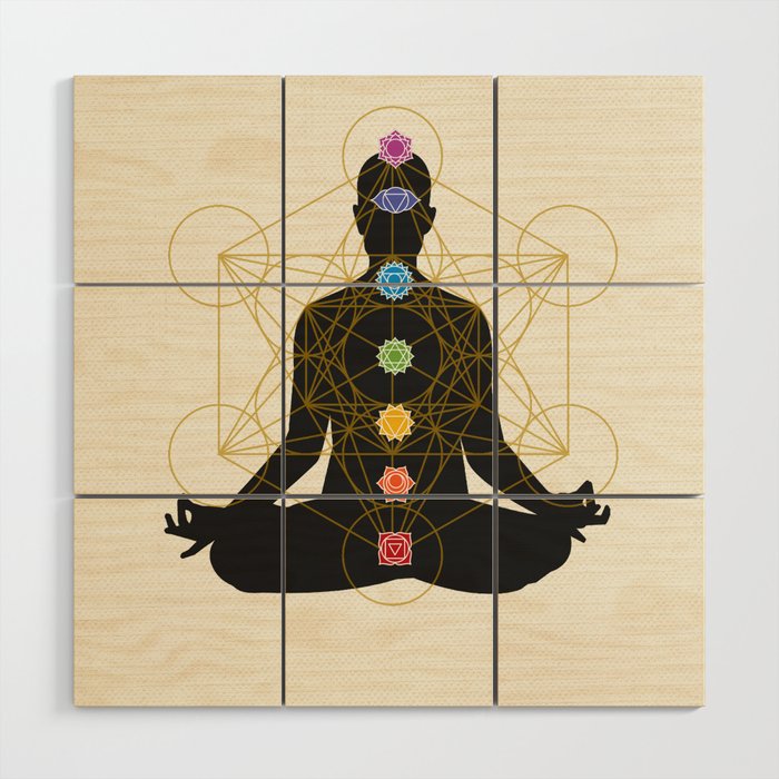 Sacred Geometry Metatron's Cube Chakra Meditation Wood Wall Art