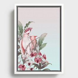 Pastel Pink Tropical Cockatoos Nostalgic Paradise Framed Canvas