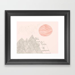 Mountains, Stars and Super Moon - Blush Framed Art Print