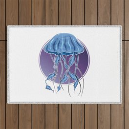 Jellyfish in purple Outdoor Rug