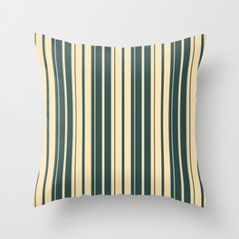 [ Thumbnail: Dark Slate Gray and Beige Colored Stripes/Lines Pattern Throw Pillow ]