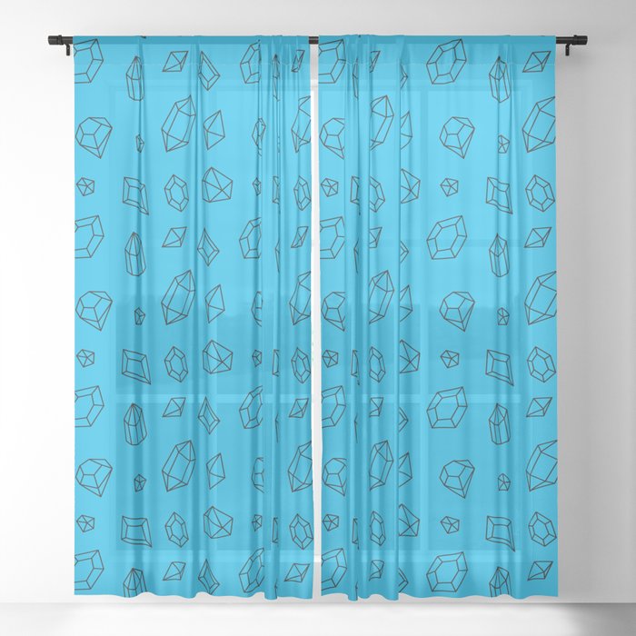 Turquoise and Black Gems Pattern Sheer Curtain