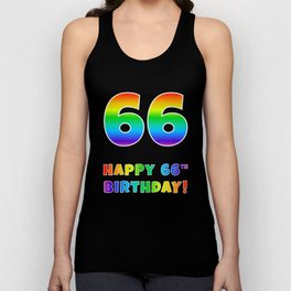 [ Thumbnail: HAPPY 66TH BIRTHDAY - Multicolored Rainbow Spectrum Gradient Tank Top ]