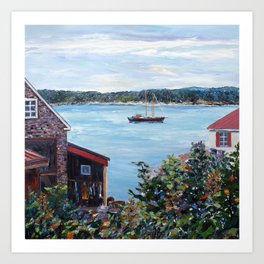Castine Harbor, Maine Coast. Impressionist Oil Painting. Art Print