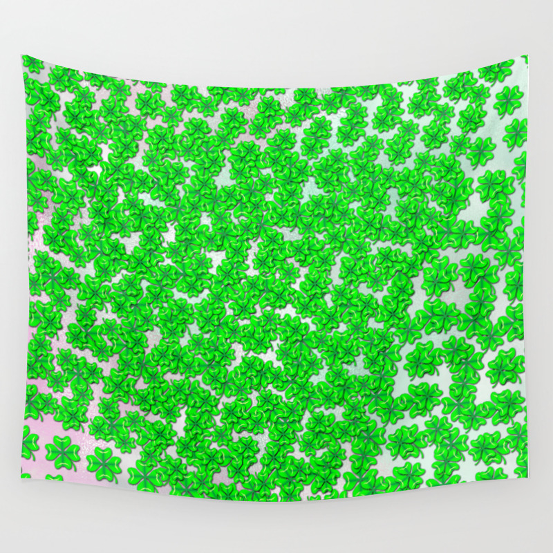 Abstract Four Leaf Clover Pattern On Texture Wall Tapestry By