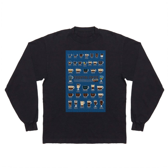 Coffee Types Chart Poster Classic Blue Color Of The Year 2020 Cup Poster Chart Long Sleeve Tshirts 