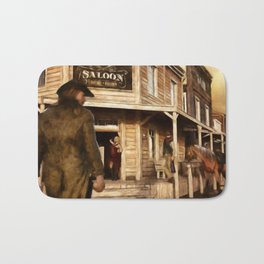 SALOON Wild West Cowboy Bath Mat | Bar, Horse, Wildwest, American, 1800S, Saloon, Bandit, Painting, Renegade, West 