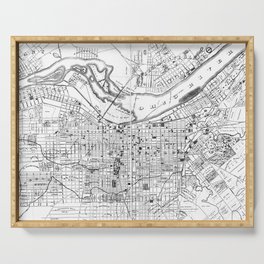 Vintage Map of Louisville Kentucky (1873) BW Serving Tray