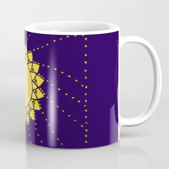 Celestial Swirling Sun Boho Mandala Hand-drawn Illustration Mug