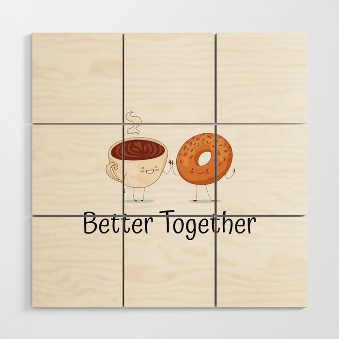 Better Together Cute Coffee and Donut Wood Wall Art