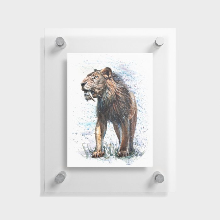 Smilodon watercolor painting Floating Acrylic Print