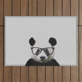 Portait of Panda with Eyeglasses Outdoor Rug