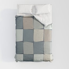 Flux Check Grid Pattern in Neutral Blue Gray Tones Comforter