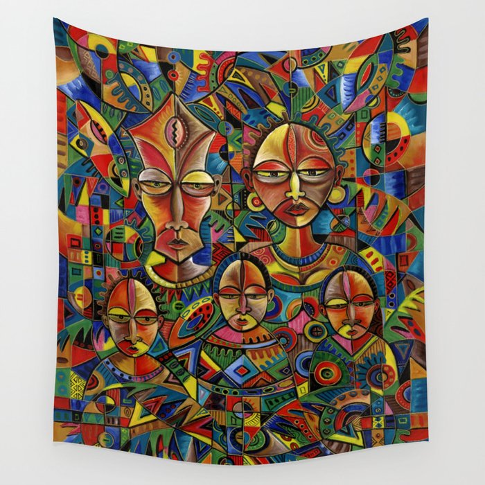 Happy Family painting from Africa Wall Tapestry