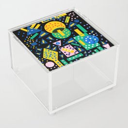 Black Abstract Pattern Terrazzo with dots and geometric shapes Acrylic Box