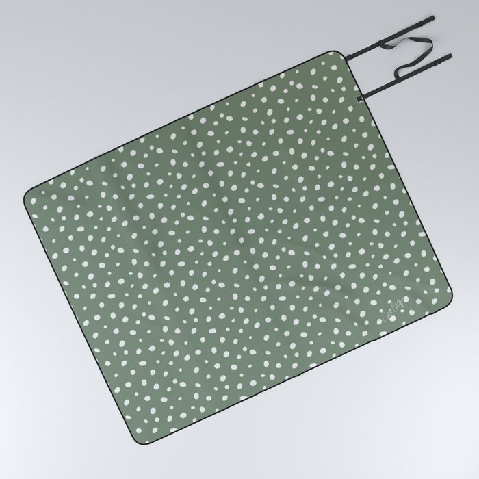 Hand-Drawn Dots – Sage Picnic Blanket