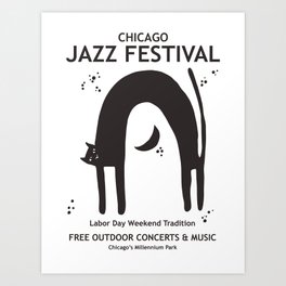 Chicago Jazz Festival Black Cat Art Print