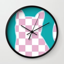 Checked cat meow 1 Wall Clock