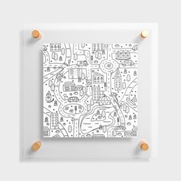 bw town Floating Acrylic Print
