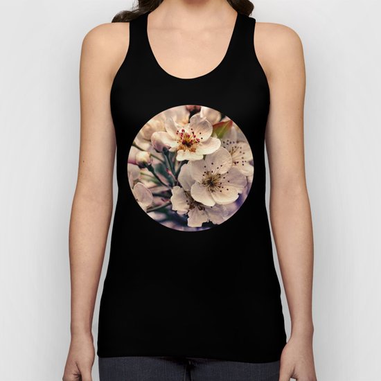 Blossoms at Dusk - vintage toned & textured macro photograph Unisex Tank Top