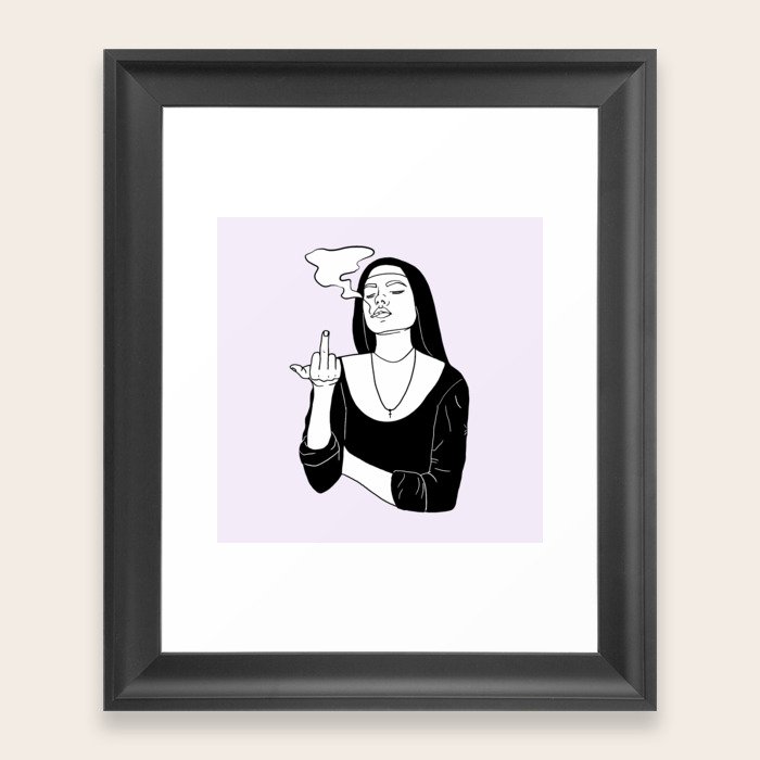 nun of your business framed art print by danaef society6