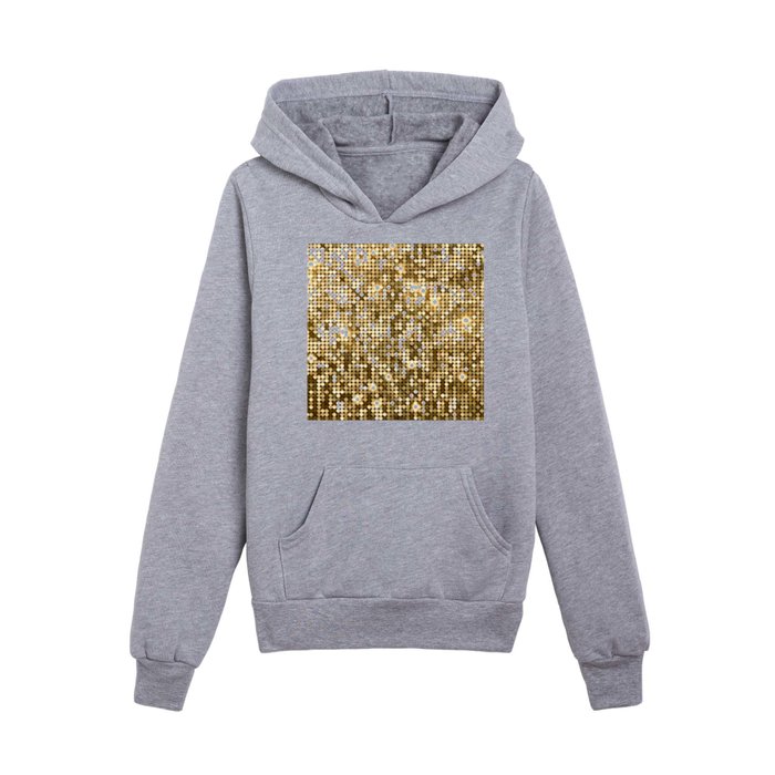 Golden Metallic Glitter Sequins Kids Pullover Hoodie