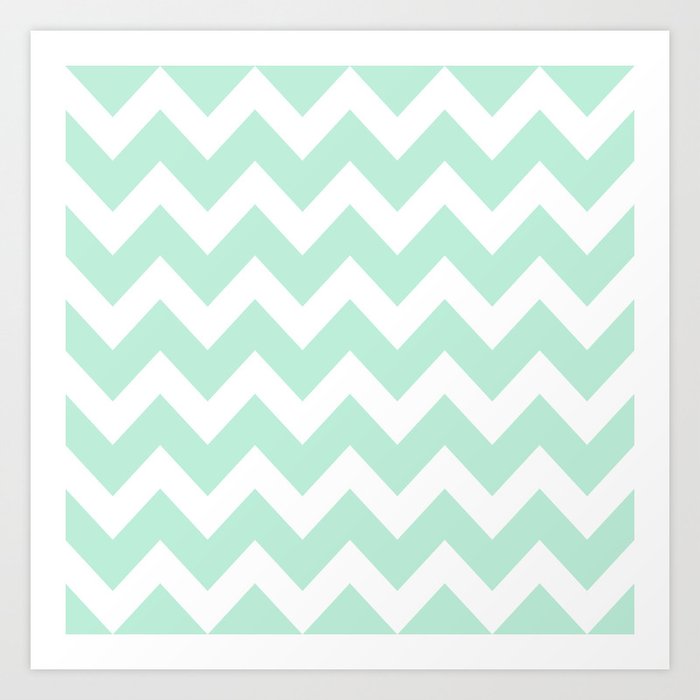 Chevron Mint Green Amp White Art Print By Beautifulhomes