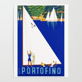 1941 PORTOFINO Italy Travel Poster Poster