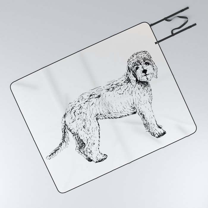 Labradoodle/Goldendoodle Ink Drawing Picnic Blanket