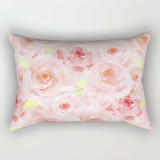 Rose pattern- Beautiful watercolor roses background Rectangular Pillow