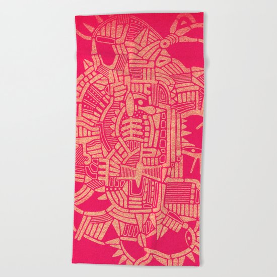 - the pink stencil - Beach Towel