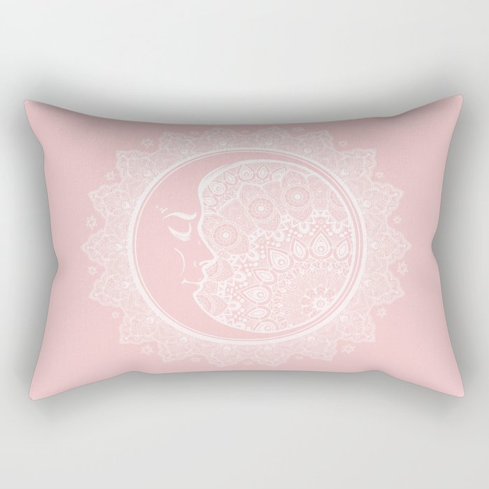 Mandala Moon Pink Rectangular Pillow