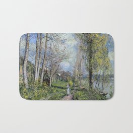 Alfred Sisley - Banks of the Seine at By Bath Mat | Classic, By, Painting, Famous, Path, British, Road, Alfred, Impressionist, France 