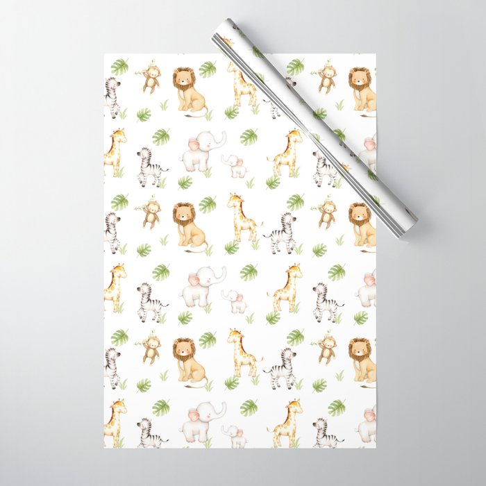 Safari Animals Baby Nursery Kids Wrapping Paper by decampstudios