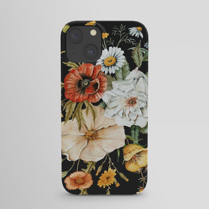 Wildflower Bouquet on Charcoal iPhone Case