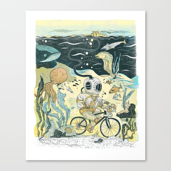 Cycling in the Deep Canvas Print