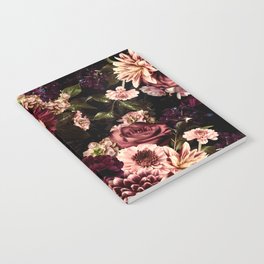 Vintage & Shabby Chic- Real Chrysanthemums Lush Midnight Flowers Botanical Garden Notebook