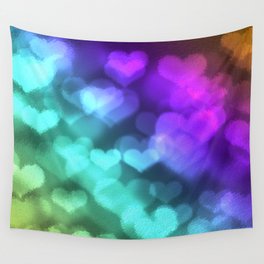 Trippy Colorful Hearts Wall Tapestry