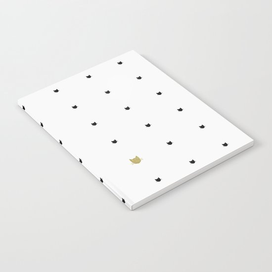 One Golden Cat - White Notebook
